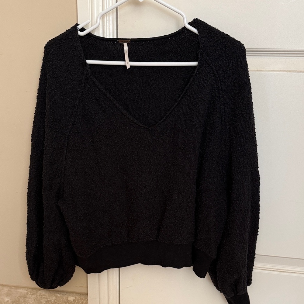 Free People Black V-Neck Women's Sweater